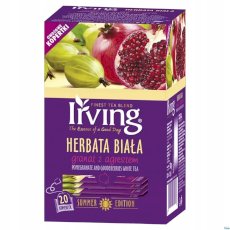 Herbata IRVING granat z agrestem 20 kopert 1,5g biała