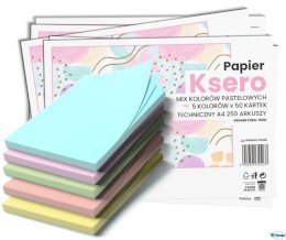 Papier xero A4 mix kolorów 160g (250 arkuszy) 5 kolorów pastelowych